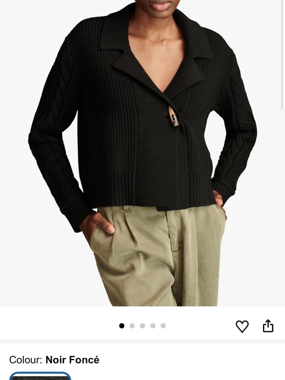 Lucky Brand Black Shawl-Collar Knit Cardigan